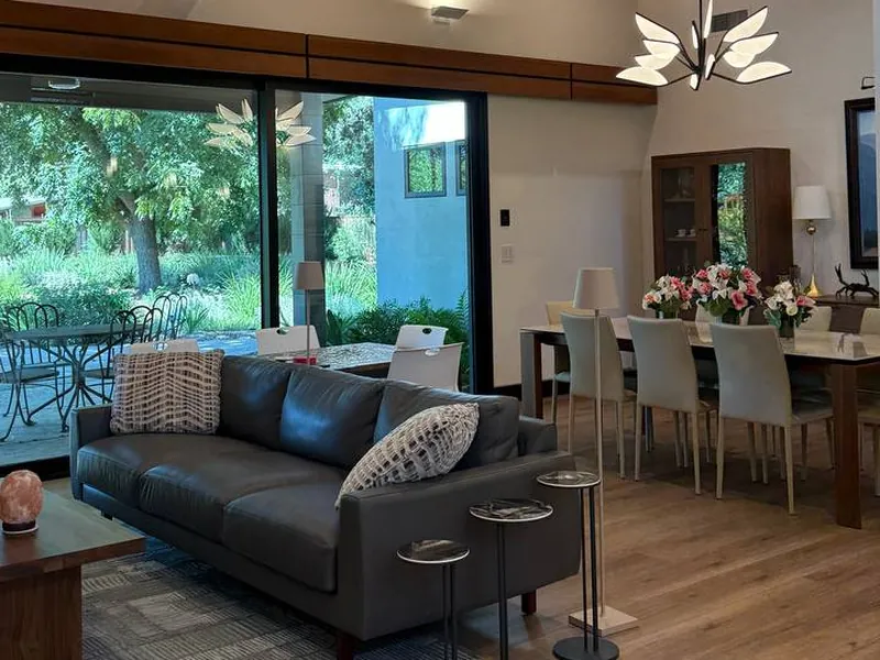 Spotless open living and dining area